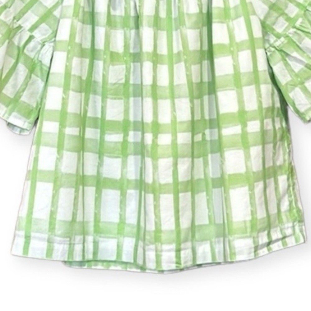 Brooke Wright Green White Off Shoulder Ruffle Top Size XS/SM - Picture 7 of 10